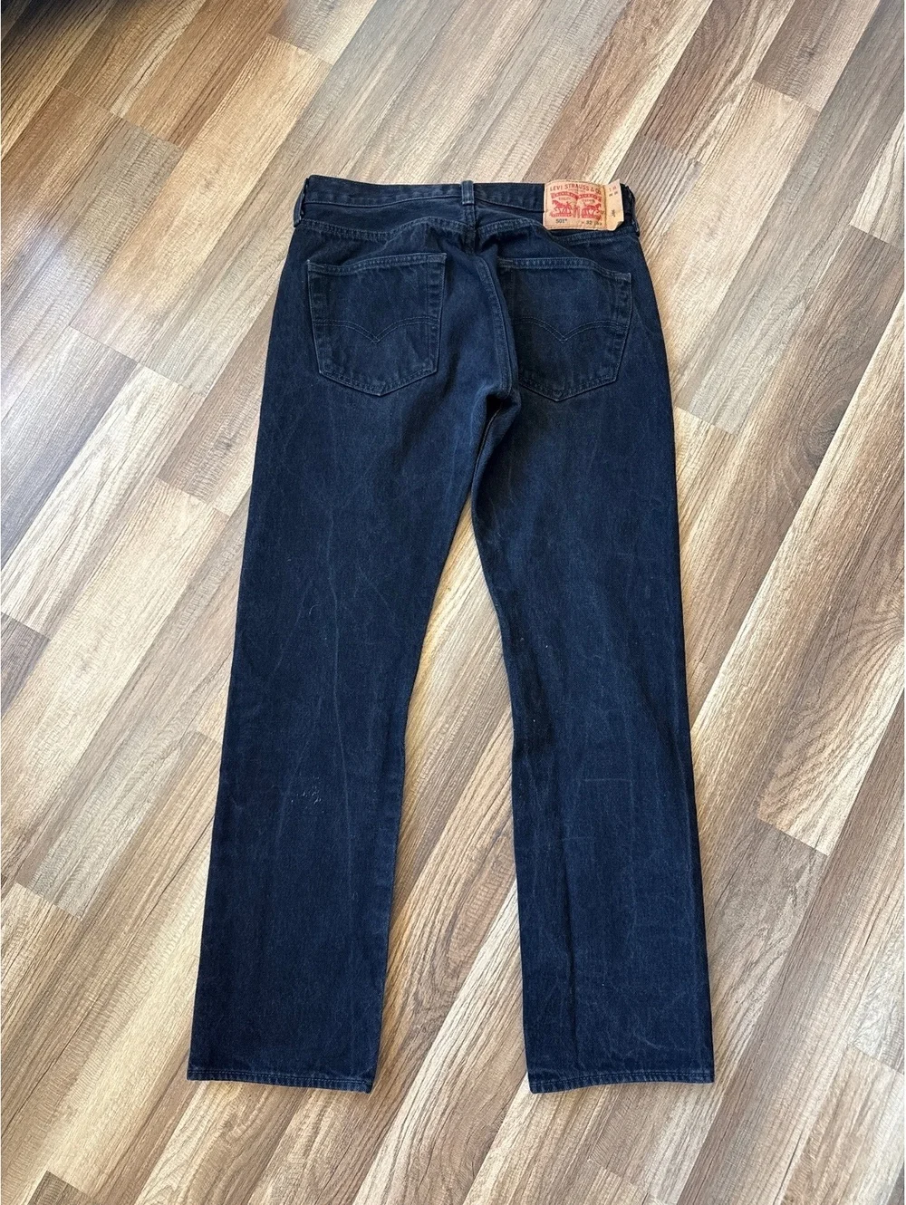 Levi's 501 Button Fly Jeans Men's 32x30.5 Black Straight Leg Denim USA Classic